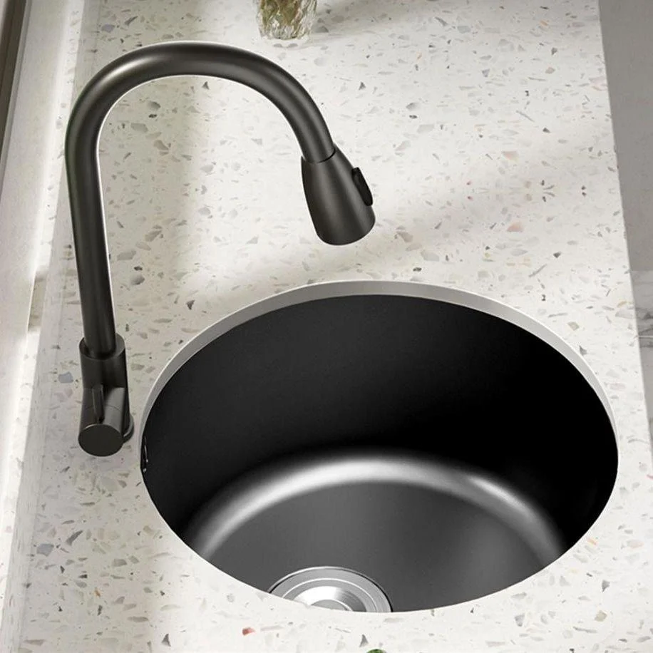 Single Bowl Stainless Steel Sink in black with Strainer Undermount Kitchen Sink -Bathlova