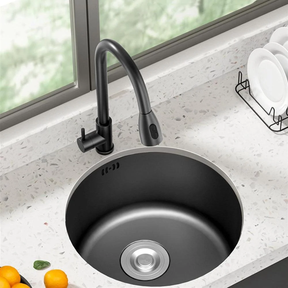 Single Bowl Stainless Steel Sink in black with Strainer Undermount Kitchen Sink -Bathlova