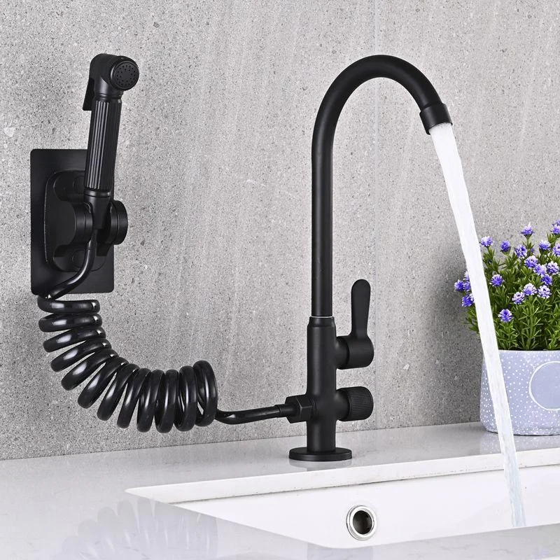 Single Cold Tap Solid Color High Arc Deck Mounted Bathtub Tap -Bathlova