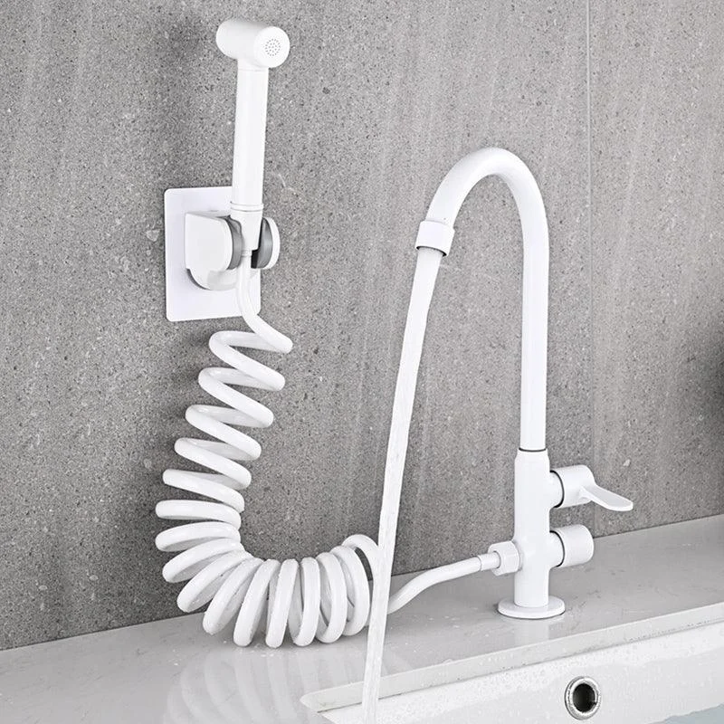 Single Cold Tap Solid Color High Arc Deck Mounted Bathtub Tap -Bathlova