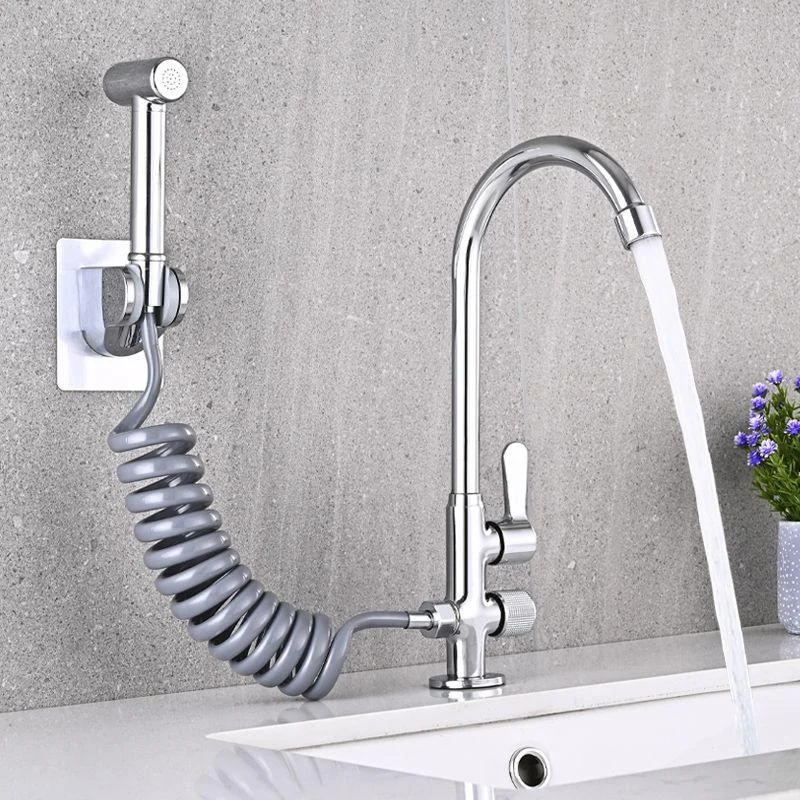 Single Cold Tap Solid Color High Arc Deck Mounted Bathtub Tap -Bathlova