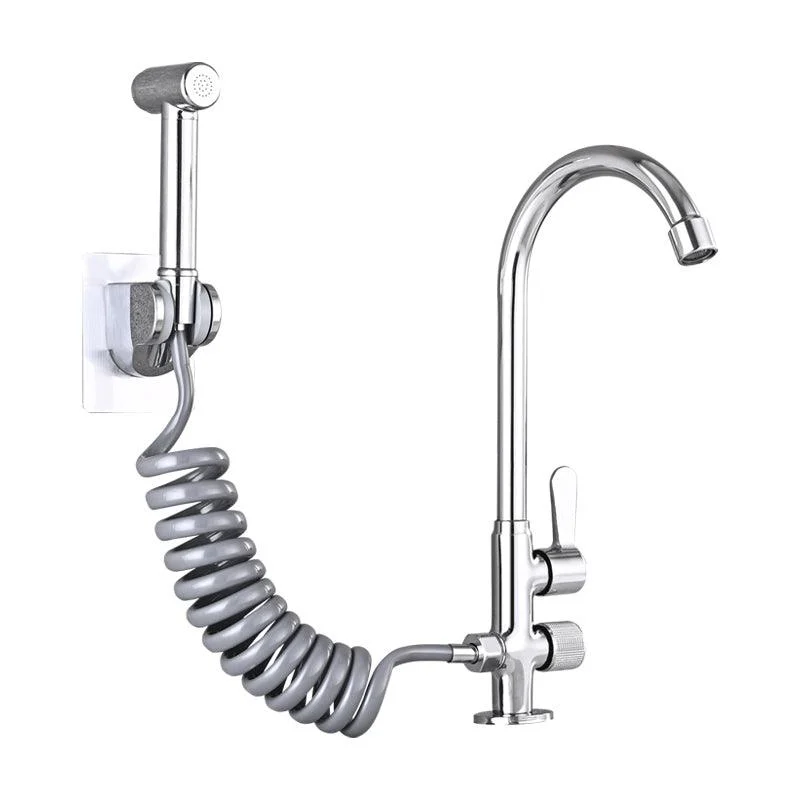 Single Cold Tap Solid Color High Arc Deck Mounted Bathtub Tap -Bathlova