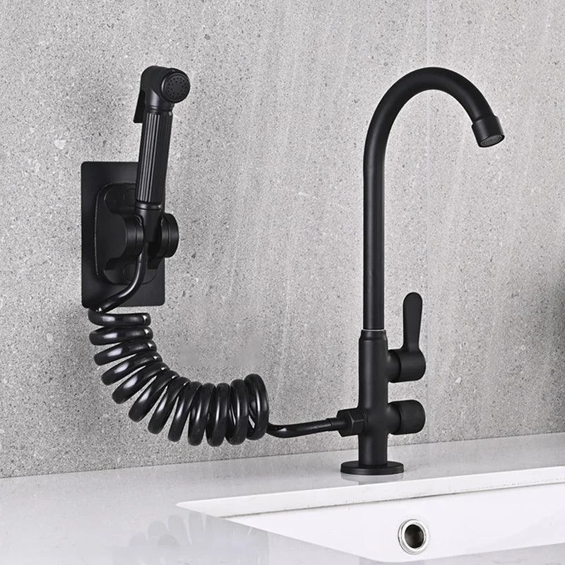 Single Cold Tap Solid Color High Arc Deck Mounted Bathtub Tap -Bathlova