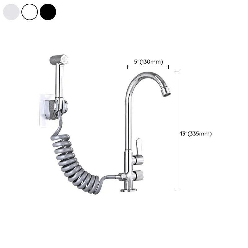 Single Cold Tap Solid Color High Arc Deck Mounted Bathtub Tap -Bathlova