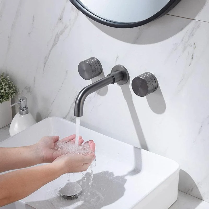 Single Handle Basin Tap with Embedded Wall Outlet Hot Cold Water -Bathlova