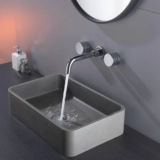 Single Handle Basin Tap with Embedded Wall Outlet Hot Cold Water -Bathlova