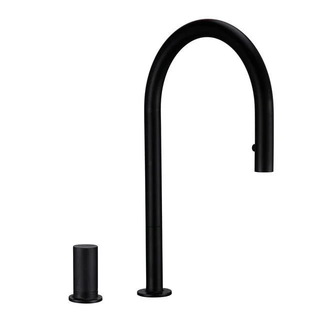 Single Handle Double Hole Kitchen Sink Tap Pull Down Tap Sprayer -Bathlova