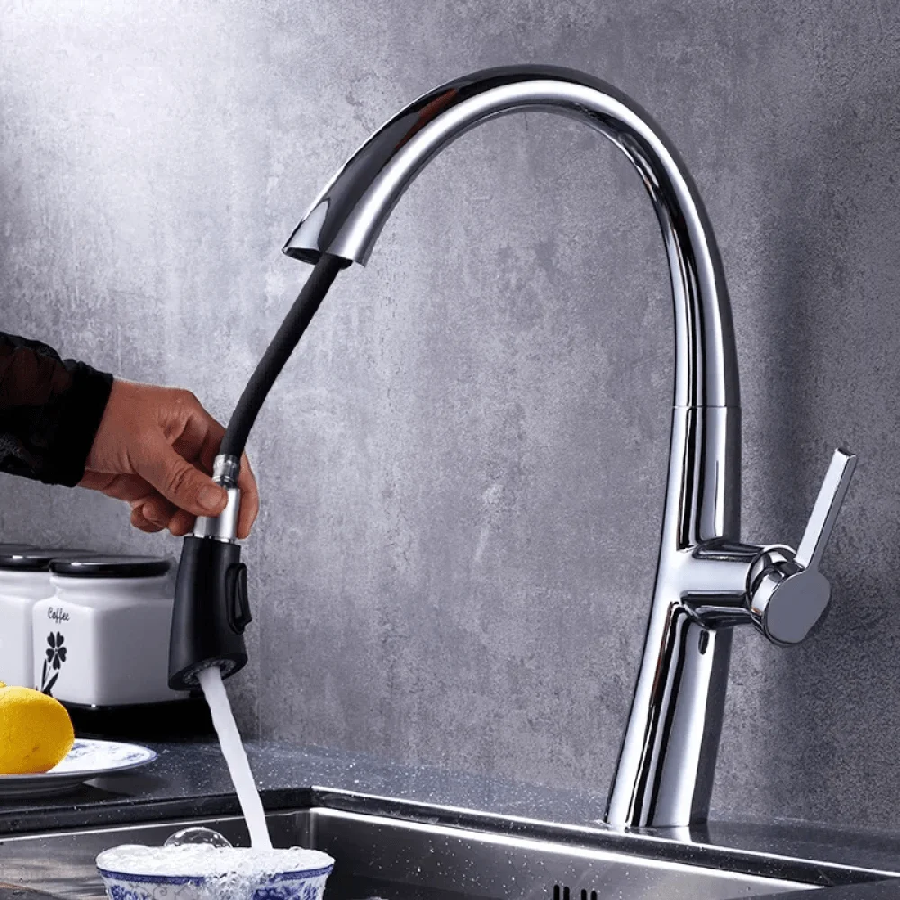 Single Handle Rotatable Kitchen Tap with Dual-Function Spray -Bathlova