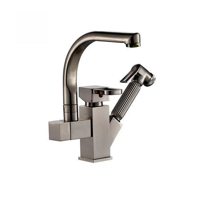 Single Handle Two Swivel Spouts Kitchen Tap with LED Light -Bathlova