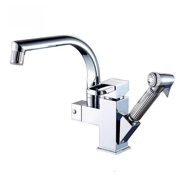 Single Handle Two Swivel Spouts Kitchen Tap with LED Light -Bathlova