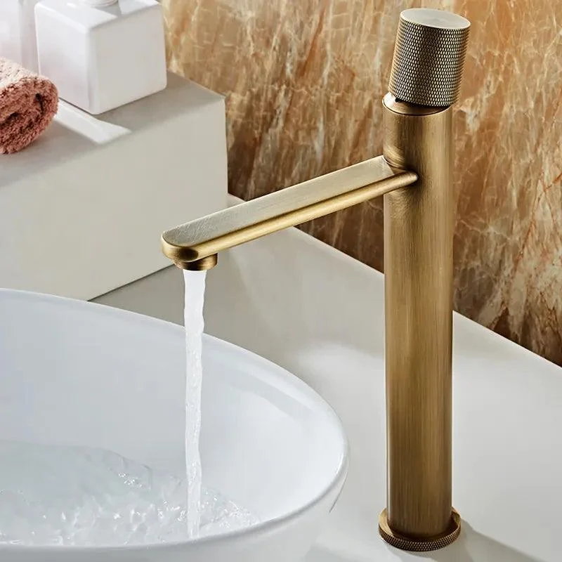 Single Hole Antique Brass Bathroom Sink Tap with Single Handle -Bathlova