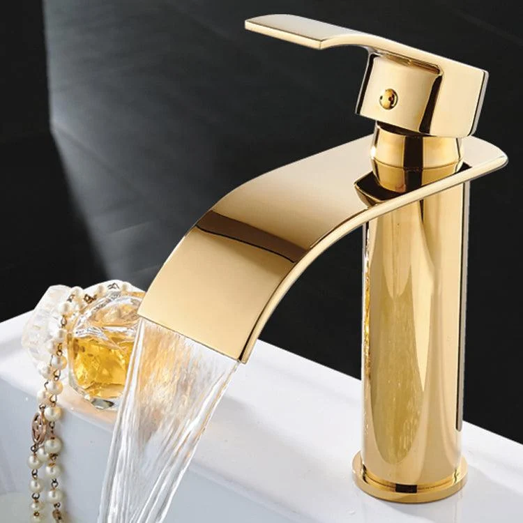 Single Hole Basin Tap Waterfall Spout Sink Tap Lever Handle Bathroom Tap -Bathlova