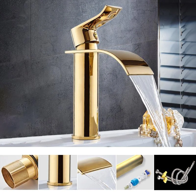 Single Hole Basin Tap Waterfall Spout Sink Tap Lever Handle Bathroom Tap -Bathlova