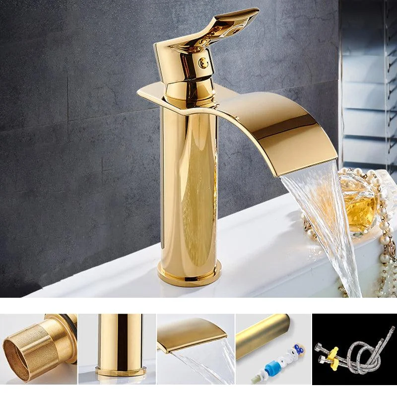 Single Hole Basin Tap Waterfall Spout Sink Tap Lever Handle Bathroom Tap -Bathlova