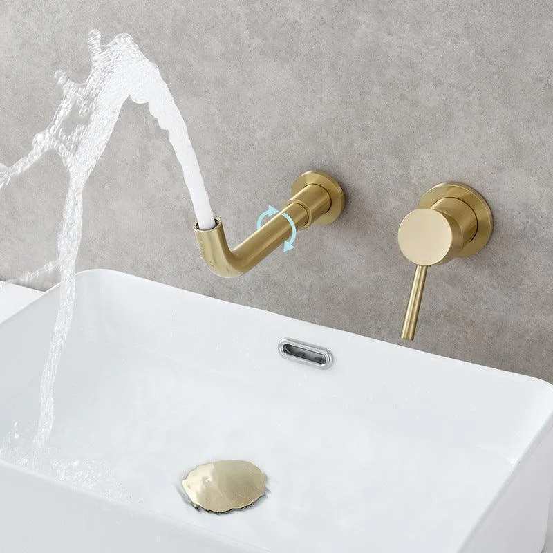 Single Hole Wall Mounted Bathroom Tap Swivel Spout Basin Tap -Bathlova