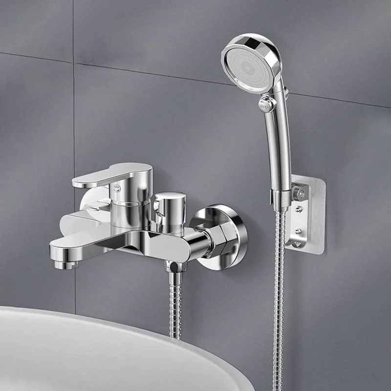 Single Lever Handle Tub Tap 2 Holes Wall-Mounted Handshower Low Arc Tub Filler -Bathlova