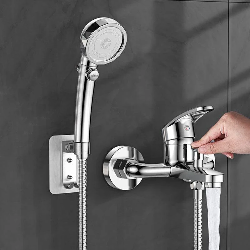 Single Lever Handle Tub Tap 2 Holes Wall-Mounted Handshower Low Arc Tub Filler -Bathlova