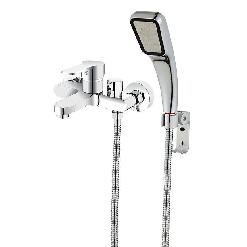 Single Lever Handle Tub Tap 2 Holes Wall-Mounted Handshower Low Arc Tub Filler -Bathlova