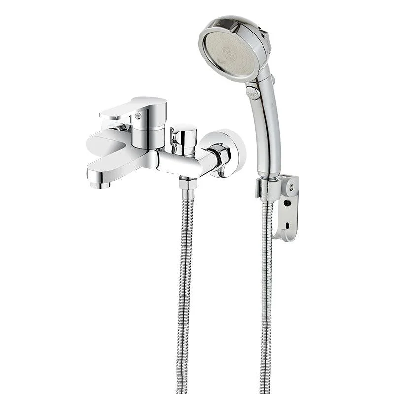 Single Lever Handle Tub Tap 2 Holes Wall-Mounted Handshower Low Arc Tub Filler -Bathlova