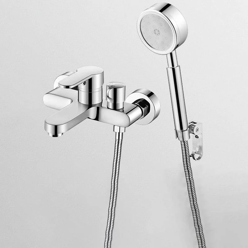 Single Lever Handle Tub Tap 2 Holes Wall-Mounted Handshower Low Arc Tub Filler -Bathlova