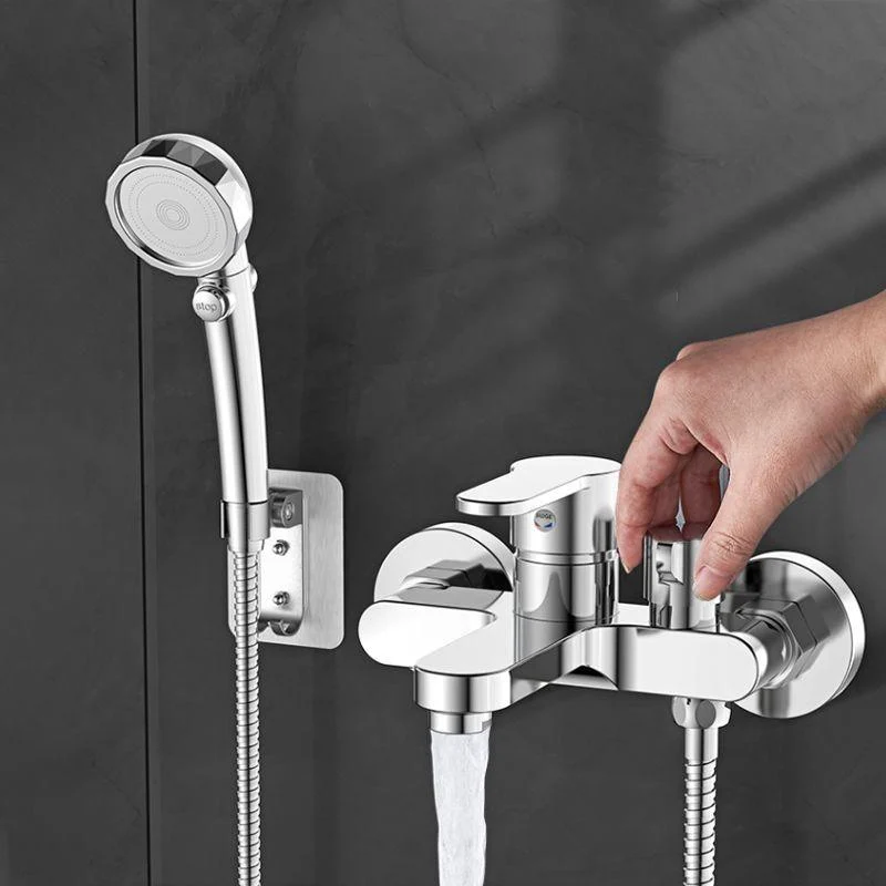 Single Lever Handle Tub Tap 2 Holes Wall-Mounted Handshower Low Arc Tub Filler -Bathlova