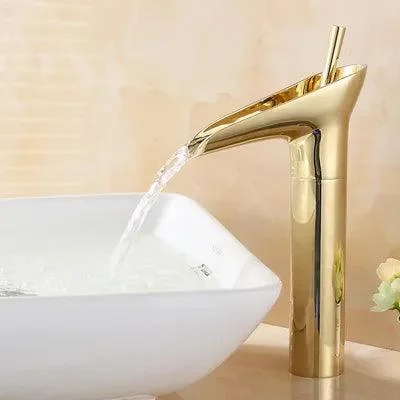 Single Lever Vessel Waterfall Bathroom Sink Tap -Bathlova