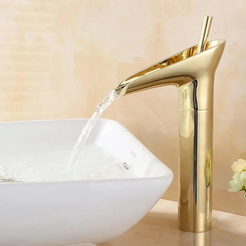 Single Lever Vessel Waterfall Bathroom Sink Tap -Bathlova