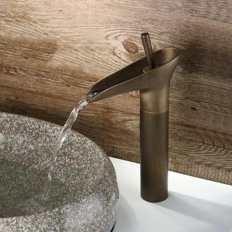 Single Lever Vessel Waterfall Bathroom Sink Tap -Bathlova