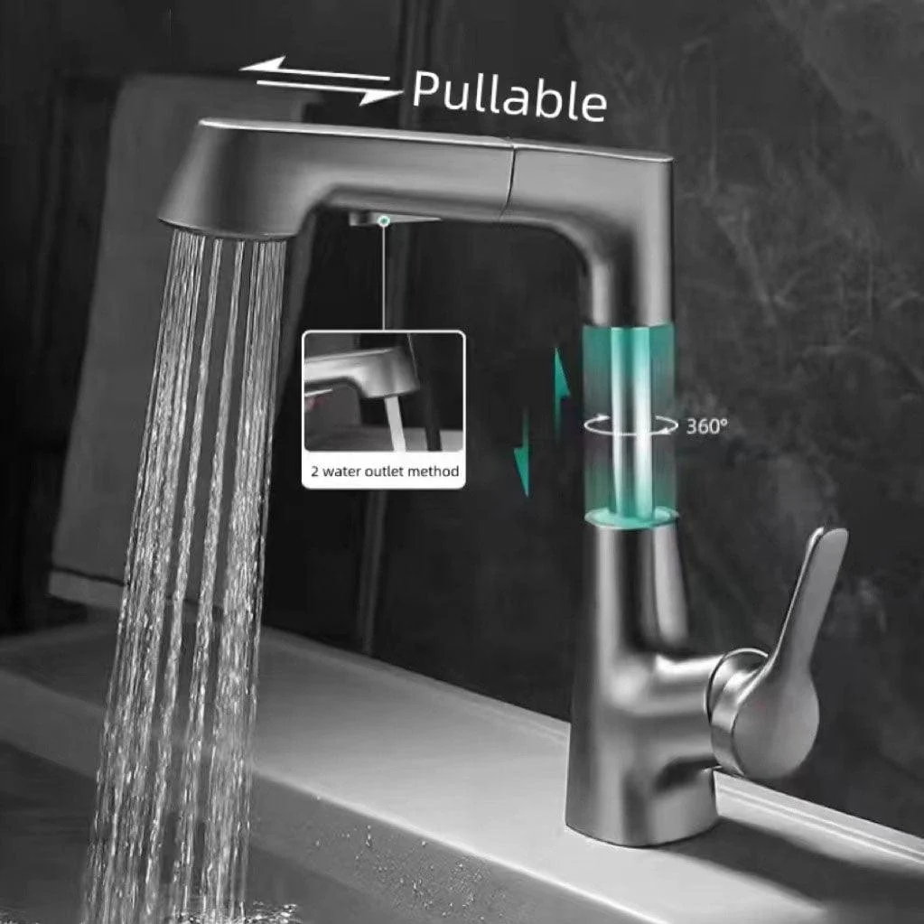 Sink Basin Grey Stainless Steel Water Washing Deck Mounted Mixer Tap -Bathlova