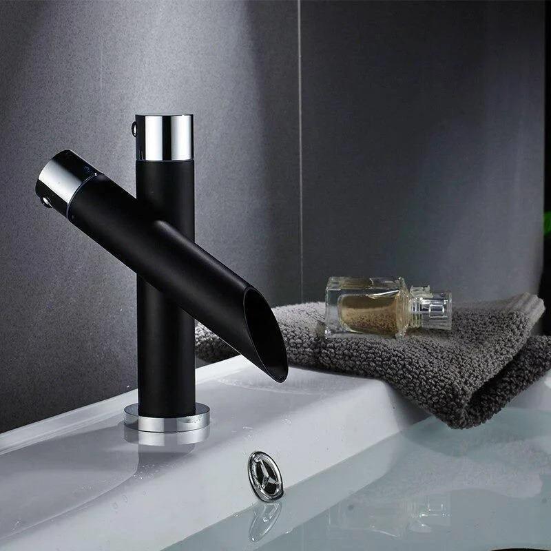 Sink Tap Chrome with Black Brass Modern Design Deck Mount Basin Tap -Bathlova