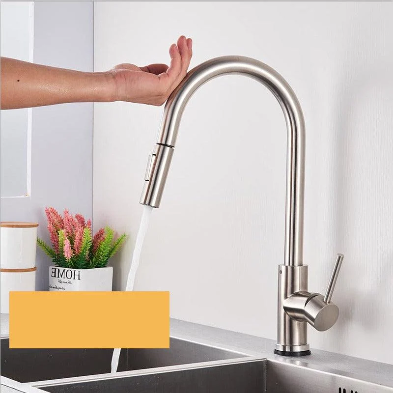 Smart Touch Kitchen Tap Brushed Gold Poll Out Sensor Taps -Bathlova