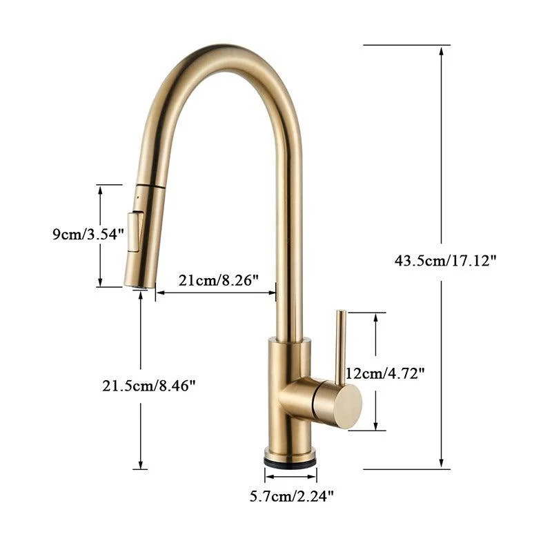 Smart Touch Kitchen Tap Brushed Gold Poll Out Sensor Taps -Bathlova