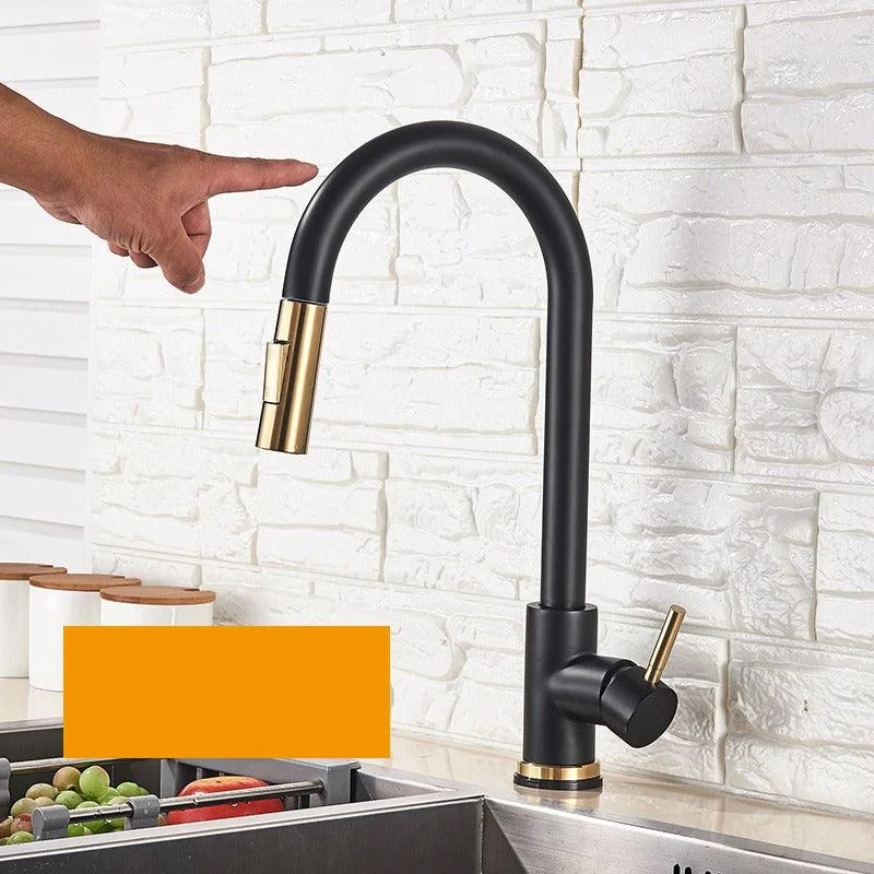 Smart Touch Kitchen Tap Brushed Gold Poll Out Sensor Taps -Bathlova