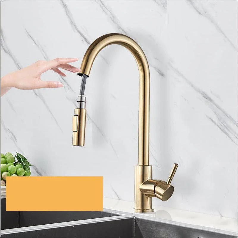 Smart Touch Kitchen Tap Brushed Gold Poll Out Sensor Taps -Bathlova