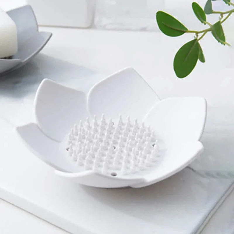 Soap Box Lotus Shape Non-slip Portable Draining Soap Dish Accessory -Bathlova