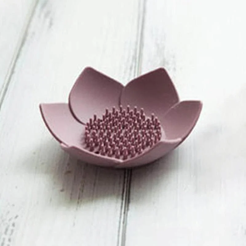 Soap Box Lotus Shape Non-slip Portable Draining Soap Dish Accessory -Bathlova