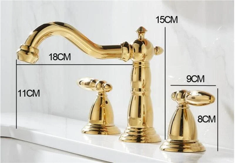 Solid Brass 3 Hole Widespread Bathroom Tap -Bathlova