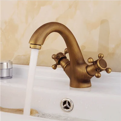 Solid Brass Bronze Double Handle Control Antique Tap Kitchen Tap -Bathlova