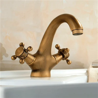 Solid Brass Bronze Double Handle Control Antique Tap Kitchen Tap -Bathlova