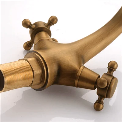 Solid Brass Bronze Double Handle Control Antique Tap Kitchen Tap -Bathlova