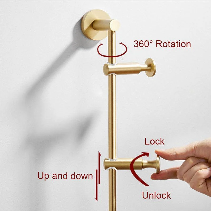 Solid Brass Coat Rack Free Adjustment Hooks for Hats, Scarves, Clothes -Bathlova