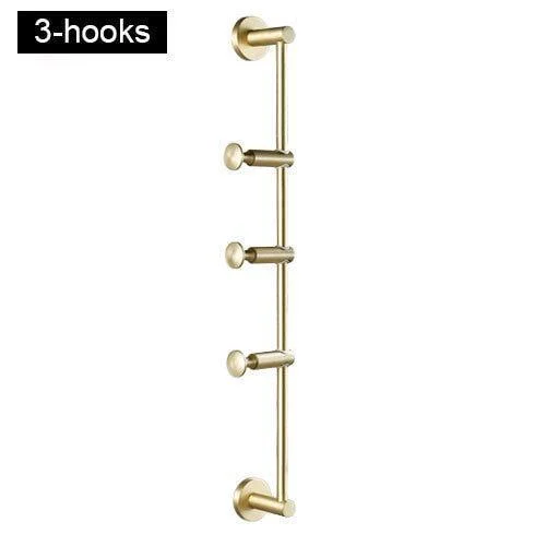 Solid Brass Coat Rack Free Adjustment Hooks for Hats, Scarves, Clothes -Bathlova