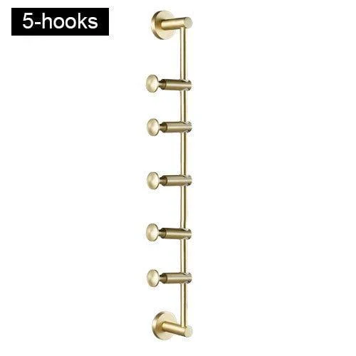 Solid Brass Coat Rack Free Adjustment Hooks for Hats, Scarves, Clothes -Bathlova