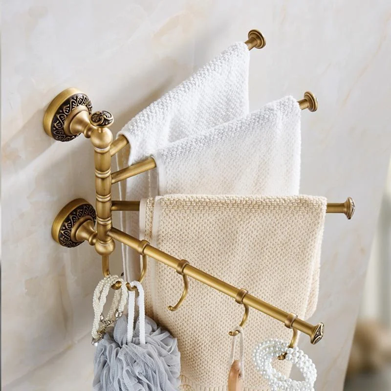 Solid Brass Coat Rack Free Adjustment Wall Mount Towel Hooks -Bathlova