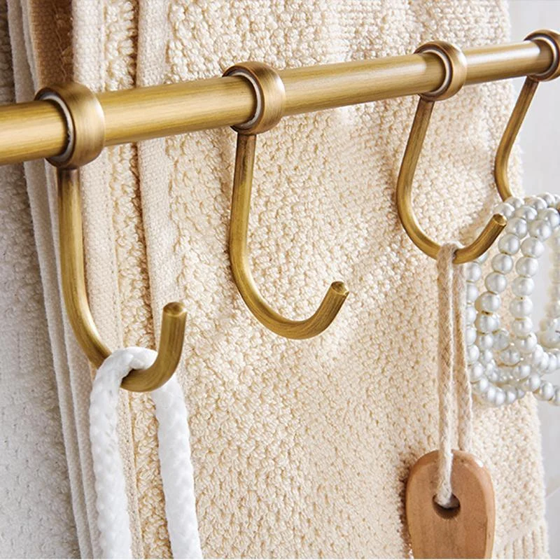 Solid Brass Coat Rack Free Adjustment Wall Mount Towel Hooks -Bathlova