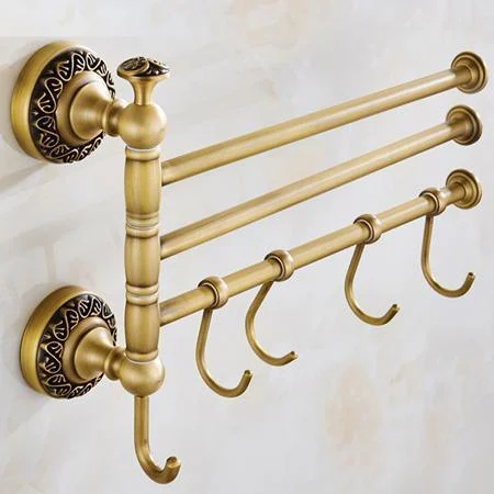 Solid Brass Coat Rack Free Adjustment Wall Mount Towel Hooks -Bathlova