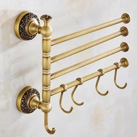 Solid Brass Coat Rack Free Adjustment Wall Mount Towel Hooks -Bathlova