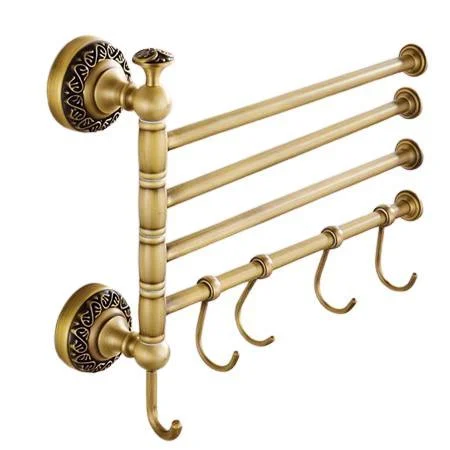 Solid Brass Coat Rack Free Adjustment Wall Mount Towel Hooks -Bathlova