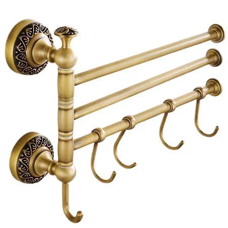 Solid Brass Coat Rack Free Adjustment Wall Mount Towel Hooks -Bathlova