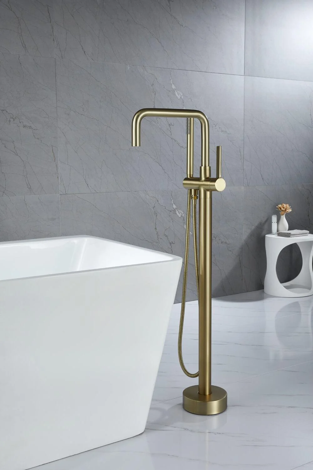 Solid Brass Floor Standing Bathtub Tap -Bathlova